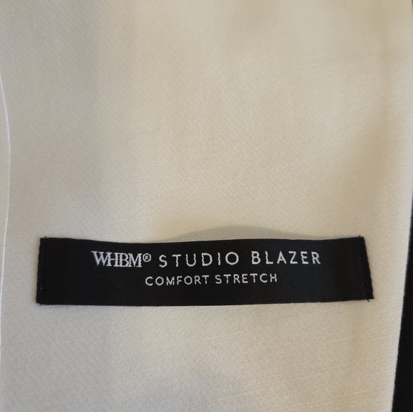 White House Black Market Contrast Studio Blazer Ecru Black Trim NWT Size 2 - Picture 5 of 12